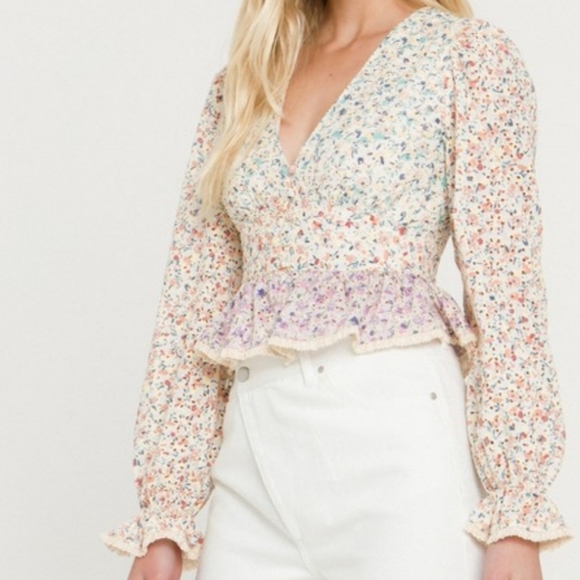 Multi Color V-Neck Blouse - Picture 4 of 7